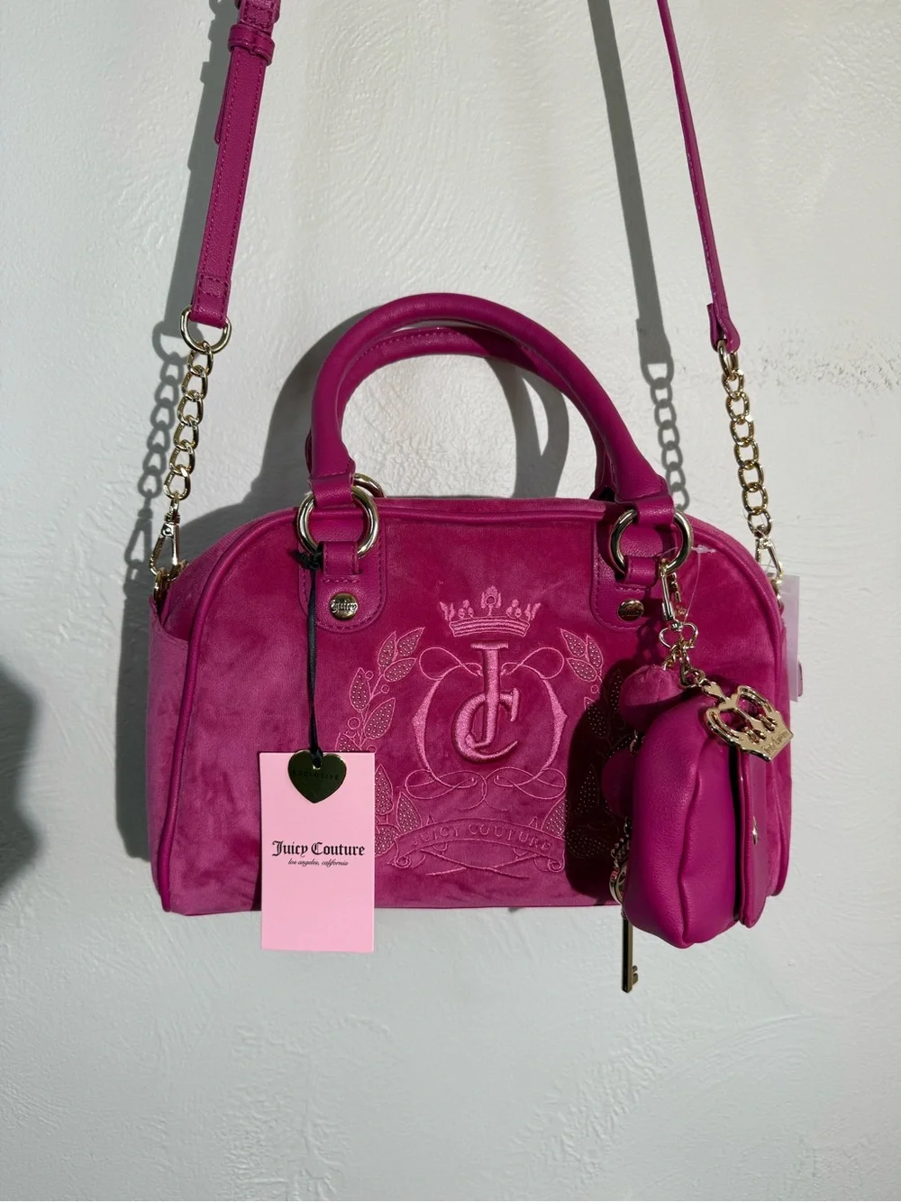NWT Juicy Couture Sparkle Royal Satchel Raspberry Tart Pink